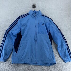 Adidas Lined Track Jacket Mens Medium Windbreaker Full Zip 3 Stripes Athletic